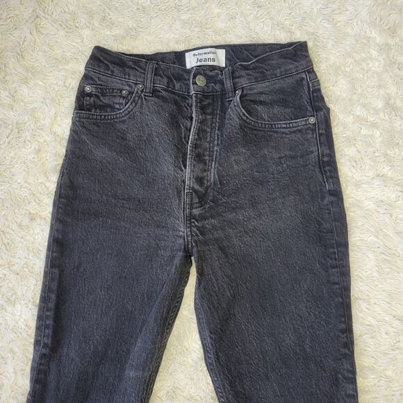 Reformation Button Fly Skinny Jeans Black 27 - Picture 2 of 8
